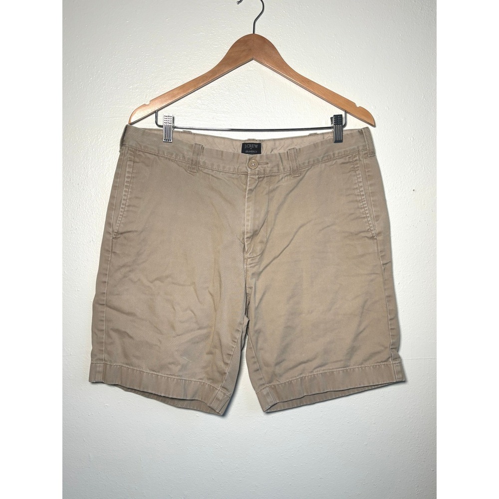 J.Crew Gramercy Mens Khaki Tan Chino Shorts Size 34W Cotton Twill Flat Front